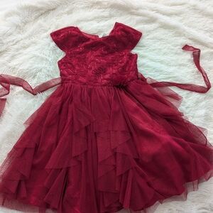 Jona Michelle Burgundy Kids Dress